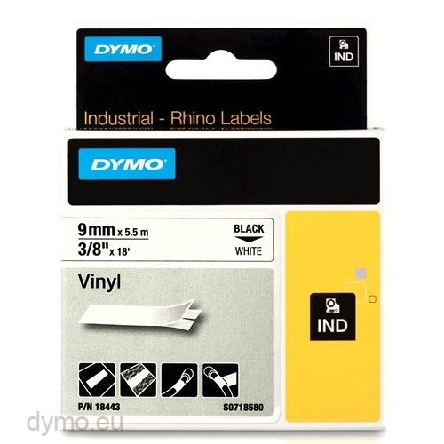 Етикети DYMO Rhino IND 9mmX5,5m Vinyl 18443 White