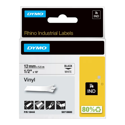 Етикети DYMO Rhino IND 12mmX5,5m Vinyl 18432 Yellow