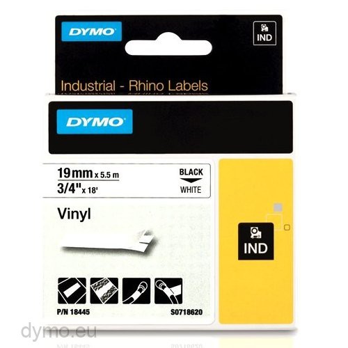 Етикети DYMO Rhino IND 19mmX5,5m Vinyl 18445 White